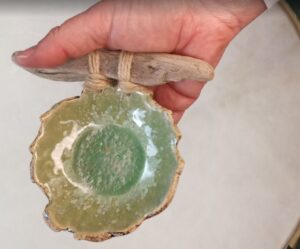 UR Reise-Räucherschale  <br> kleine Wegbegleiterin mit Holzgriff